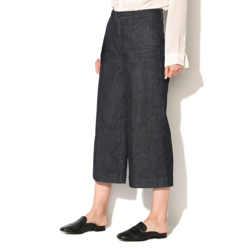 Gas Blue Polyester Cropped Jeans for Women