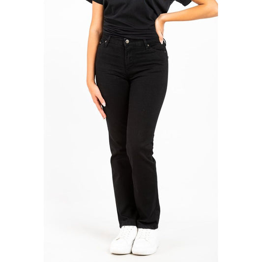 Gas Black Cotton Straight-Leg Jeans for Women