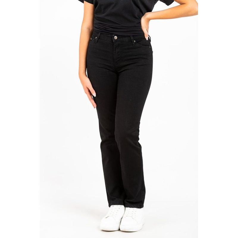 Gas Black Cotton Straight-Leg Jeans for Women