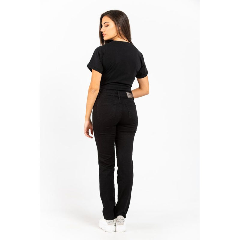 Gas Black Cotton Straight-Leg Jeans for Women
