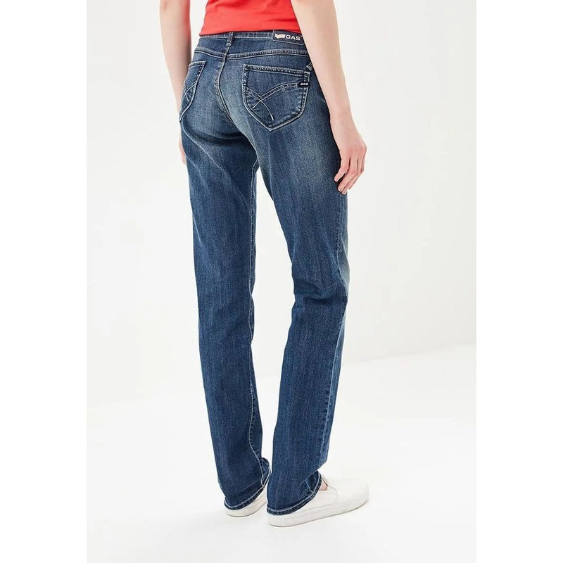 Gas Blue Cotton Straight-Leg Jeans for Women
