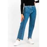 Gas Blue Cotton Straight-Leg Jeans for Women