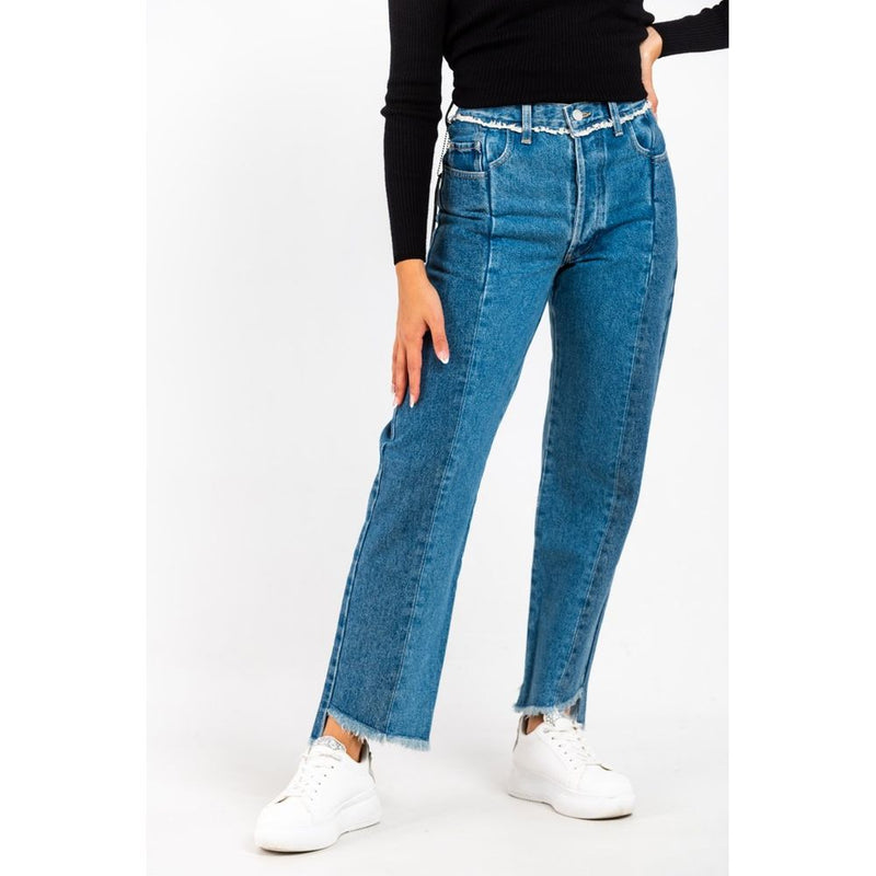 Gas Blue Cotton Straight-Leg Jeans for Women