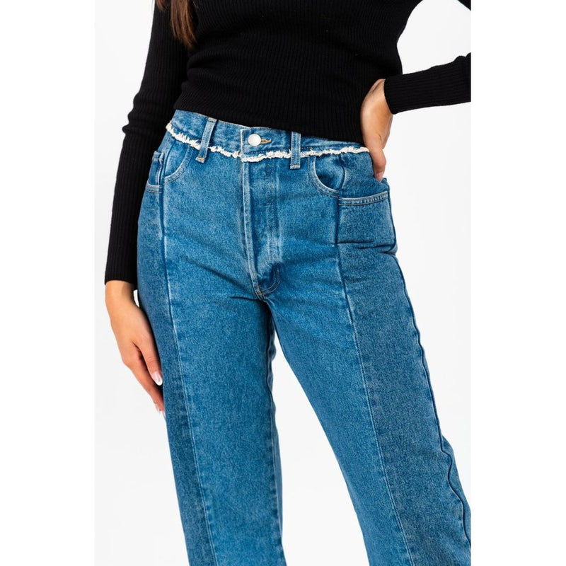 Gas Blue Cotton Straight-Leg Jeans for Women