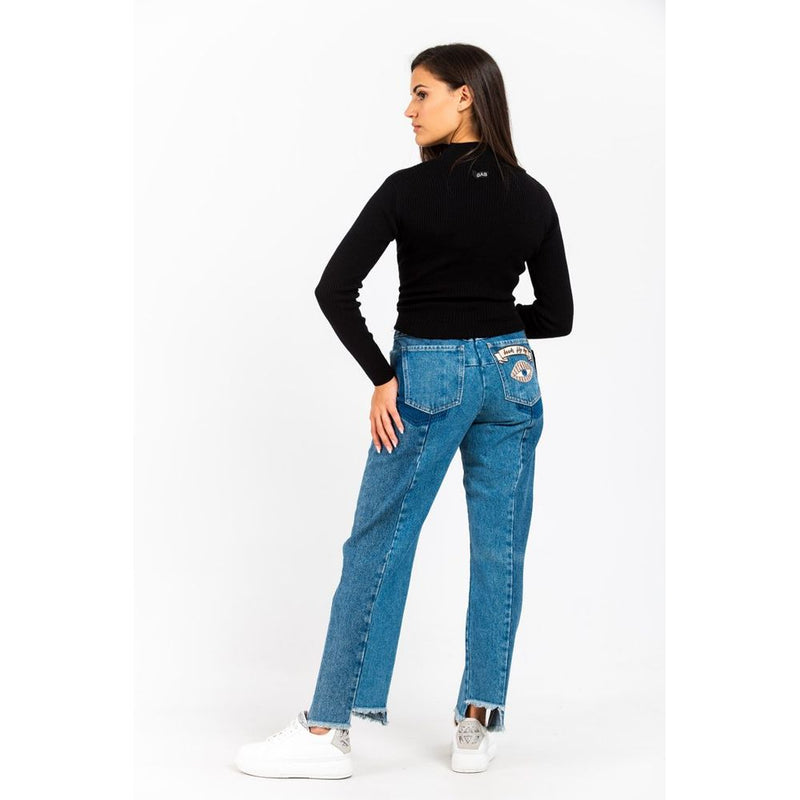 Gas Blue Cotton Straight-Leg Jeans for Women
