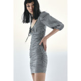 Patrizia Pepe Bicolor Cotton Casual Dress - Vichy Nero