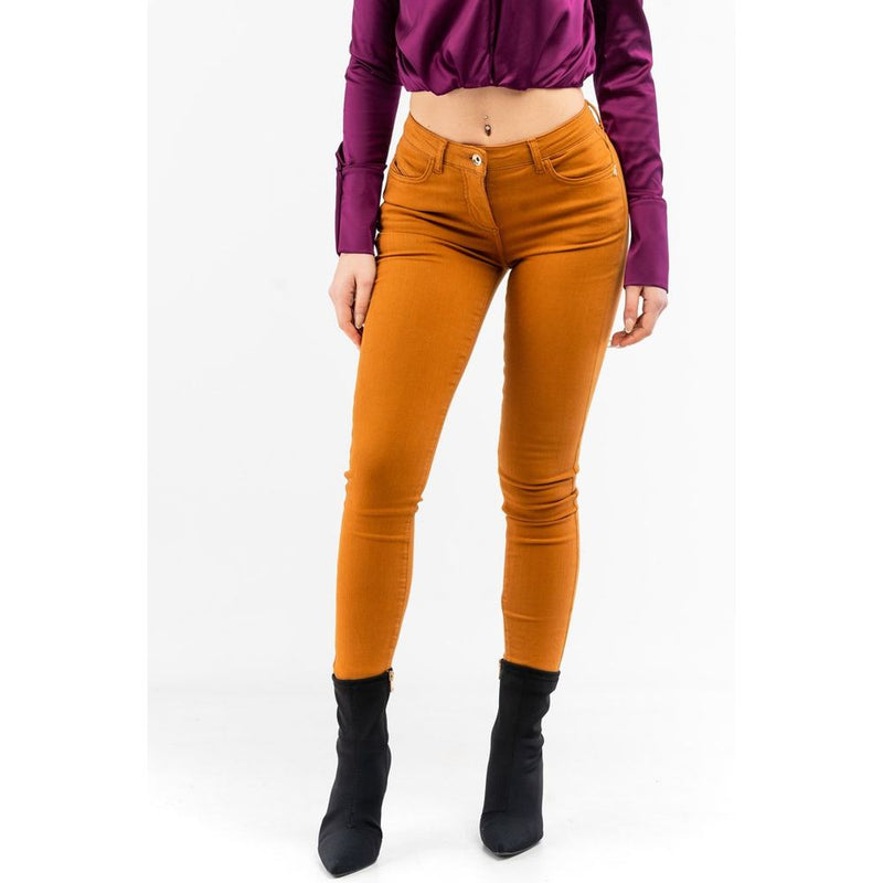 Patrizia Pepe Spicy Brown Cotton Skinny Jeans