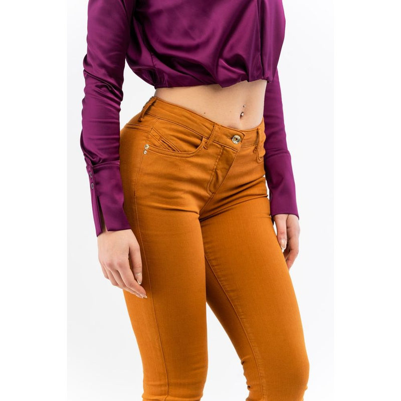 Patrizia Pepe Spicy Brown Cotton Skinny Jeans