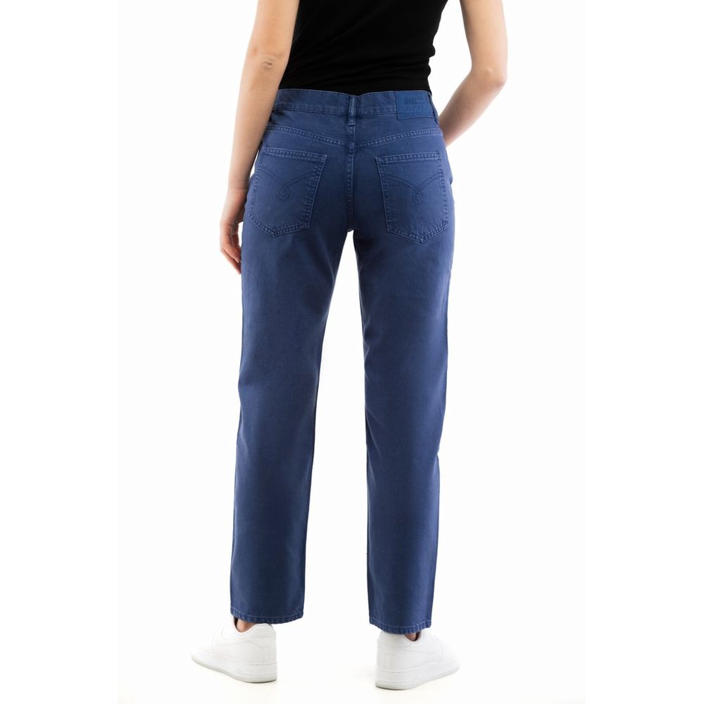 Moschino Blue Cotton Straight-Leg Jeans for Women