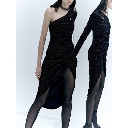 Patrizia Pepe Bicolor Polyester Tank Top - Black & Purple Glitter