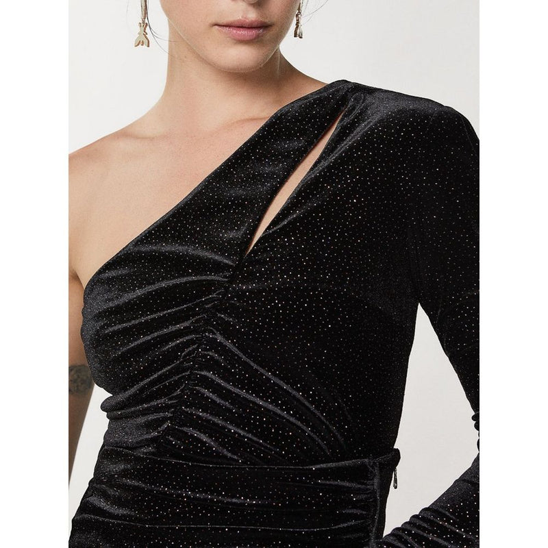 Patrizia Pepe Bicolor Polyester Tank Top - Black & Purple Glitter
