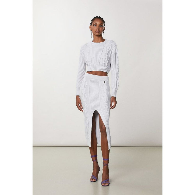 Patrizia Pepe Eldorado White Viscose Midi Skirt