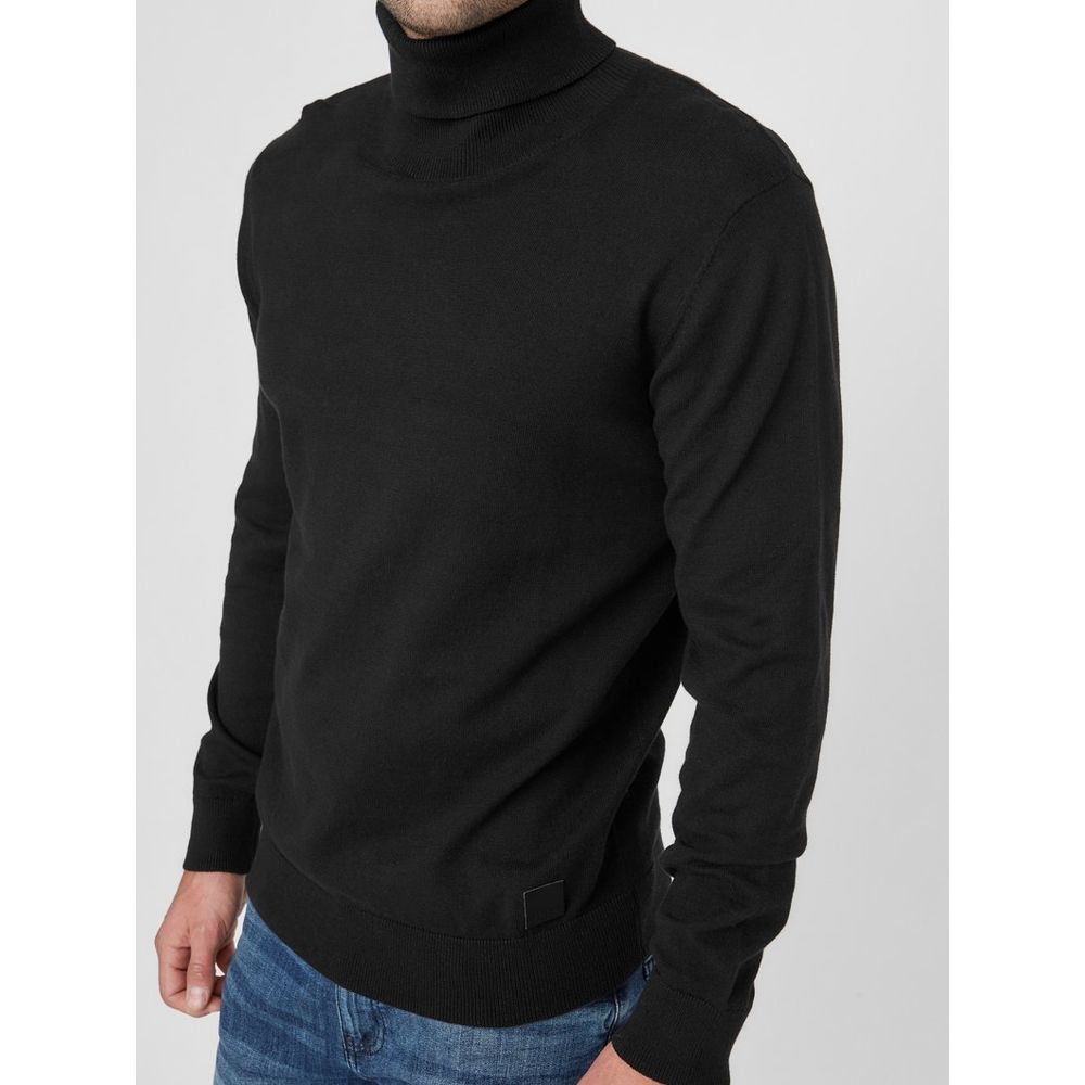 Guess Black Cotton Turtleneck - Stylish Comfort for Men