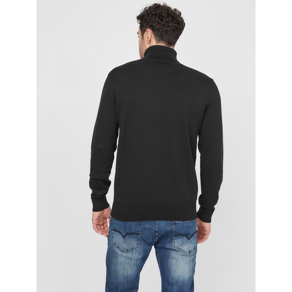 Guess Black Cotton Turtleneck - Stylish Comfort for Men
