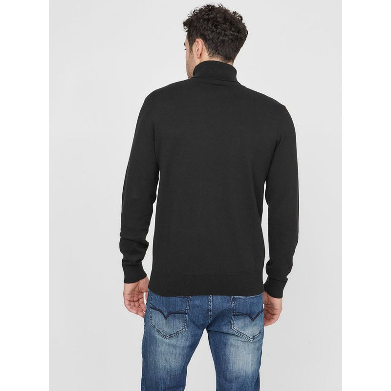 Guess Black Cotton Turtleneck - Stylish Comfort for Men