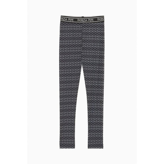 Patrizia Pepe Black Monogram Leggings - Chic Sportswear for Women