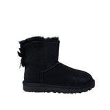 UGG Mini Bailey Bow II Black Suede Leather Ankle Boots
