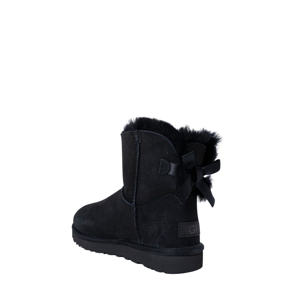 UGG Mini Bailey Bow II Black Suede Leather Ankle Boots