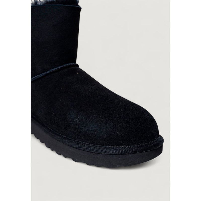 UGG Mini Bailey Bow II Black Suede Leather Ankle Boots