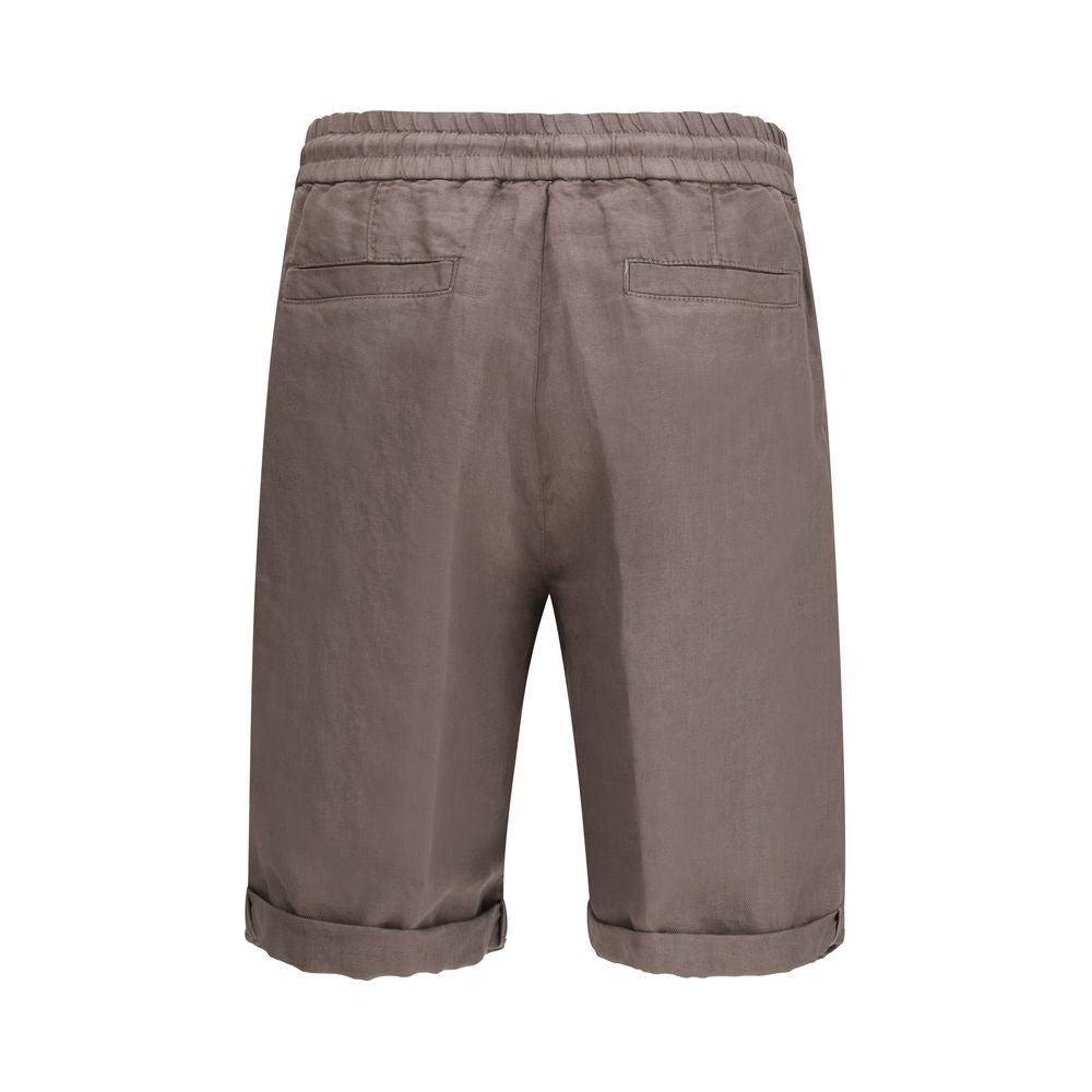 Brunello Cucinelli Bruine Linnen Bermuda Shorts