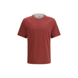 Brunello Cucinelli Bordeaux Cotton T-Shirt - Regular Fit