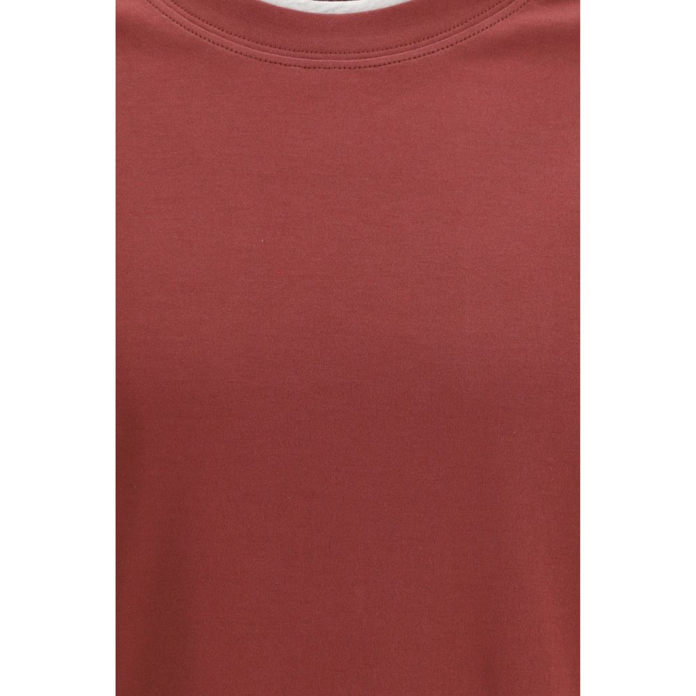 Brunello Cucinelli Bordeaux Cotton T-Shirt - Regular Fit