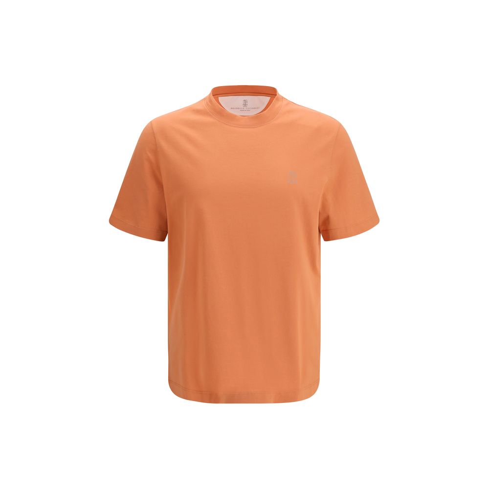 T-shirt orange en coton Brunello Cucinelli