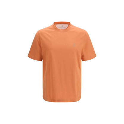 T-shirt orange en coton Brunello Cucinelli
