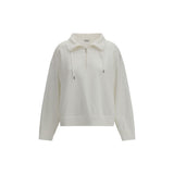 Brunello Cucinelli White Cotton Sweatshirt with Logo Patch