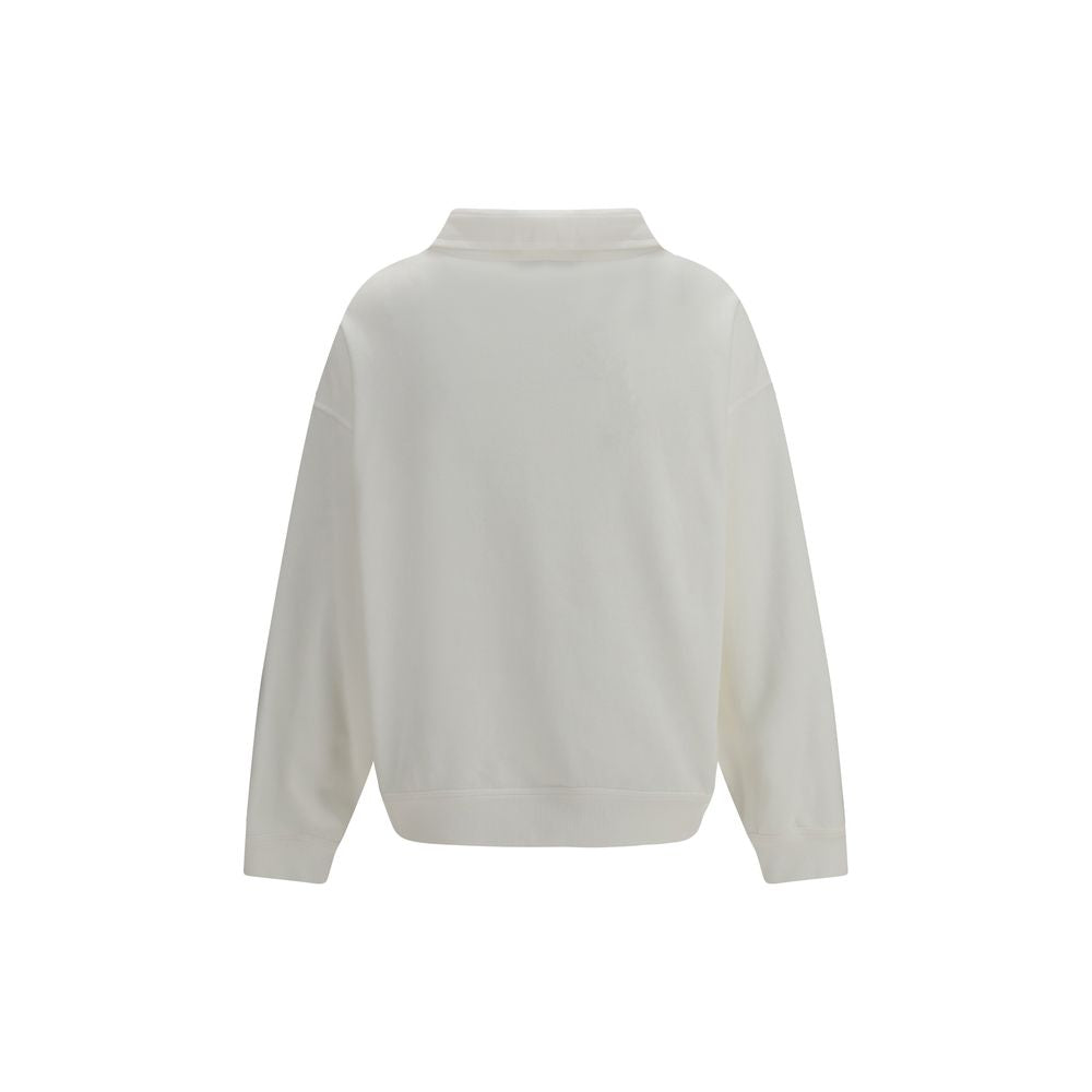 Brunello Cucinelli White Cotton Sweatshirt with Logo Patch