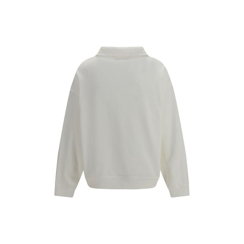 Brunello Cucinelli White Cotton Sweatshirt with Logo Patch