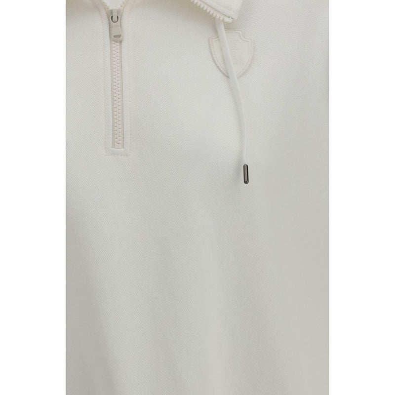 Brunello Cucinelli White Cotton Sweatshirt with Logo Patch