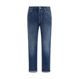 Brunello Cucinelli Blue Cotton Straight-Leg Jeans for Men