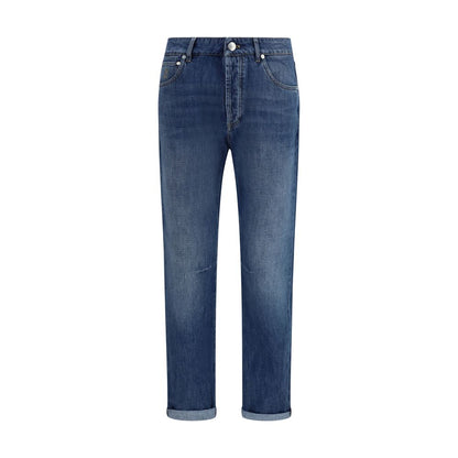 Jean droit en coton bleu Brunello Cucinelli