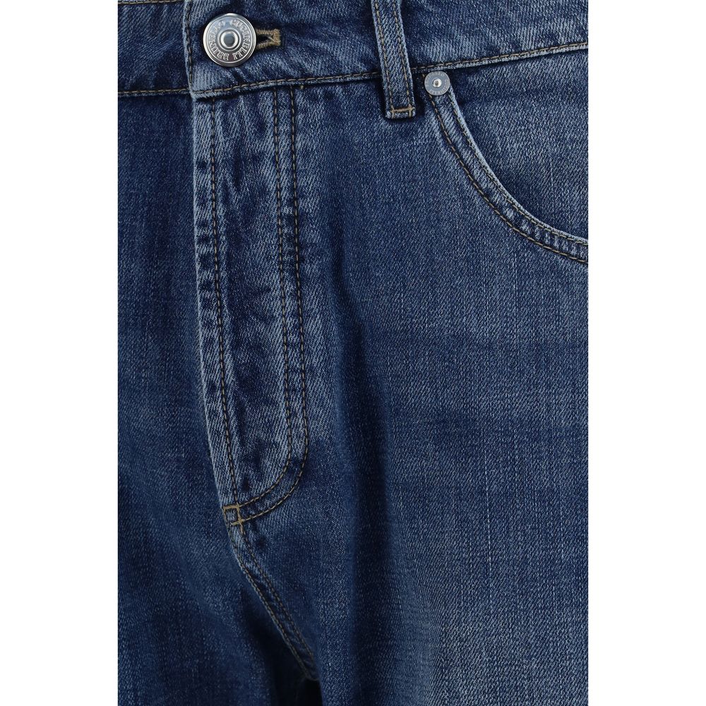 Brunello Cucinelli Blue Cotton Straight-Leg Jeans for Men