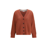 Brunello Cucinelli Orange Cashmere Cardigan - Oversized V-Neck