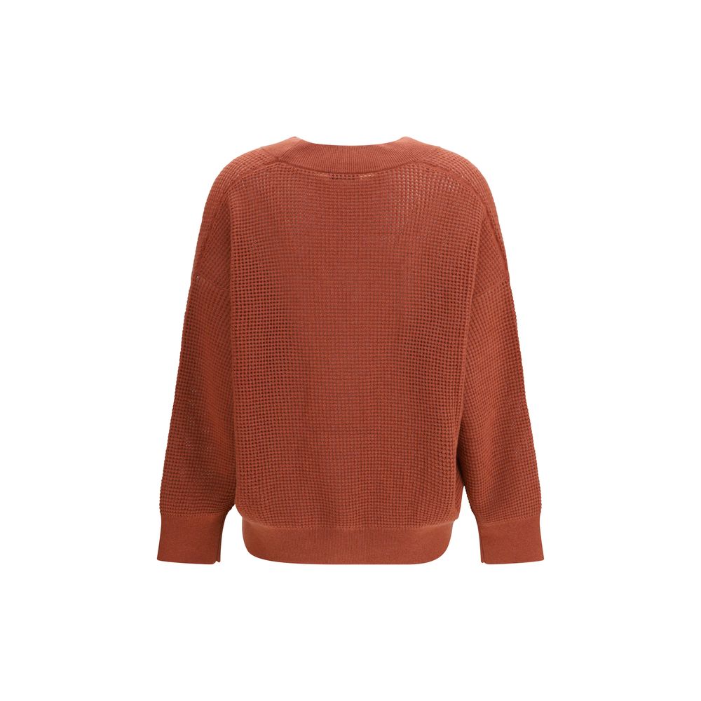 Brunello Cucinelli Orange Cashmere Cardigan - Oversized V-Neck