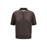 Loulou De Saison Brown Cashmere Polo Shirt