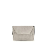 Sac bandoulière Bos Taurus en cuir de veau gris Brunello Cucinelli
