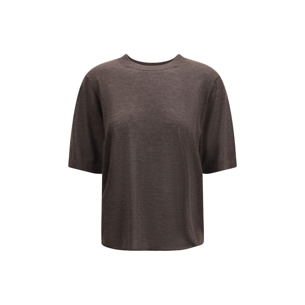 Loulou De Saison Brown Cashmere T-Shirt - Nala Model