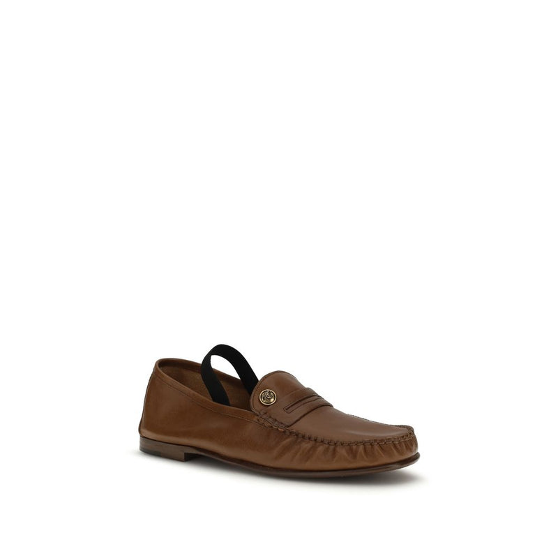 Versace Brown Lamb Ovis Aries Slip-On Loafers for Women