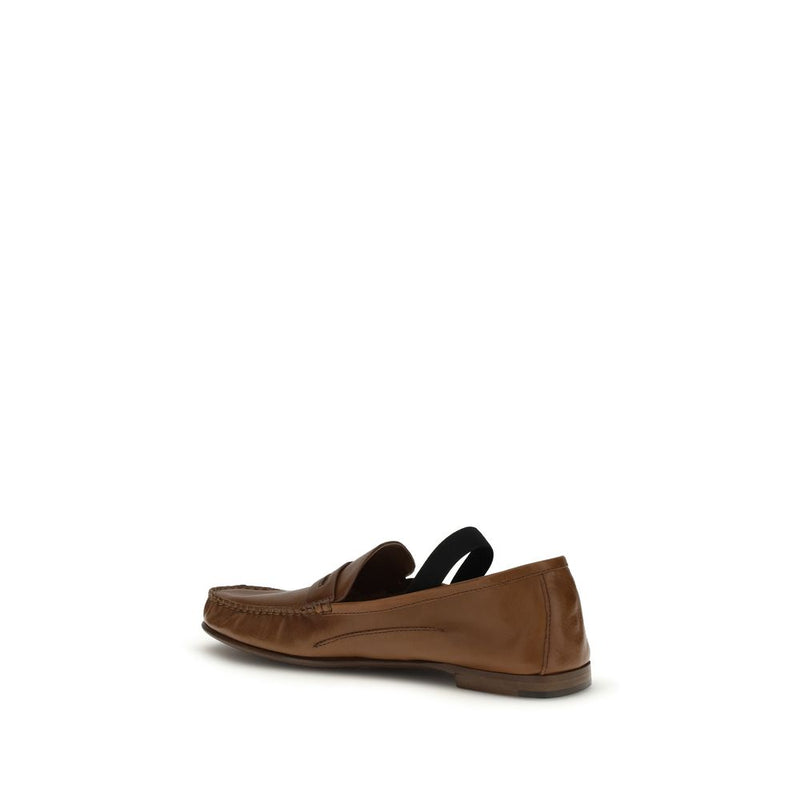 Versace Brown Lamb Ovis Aries Slip-On Loafers for Women