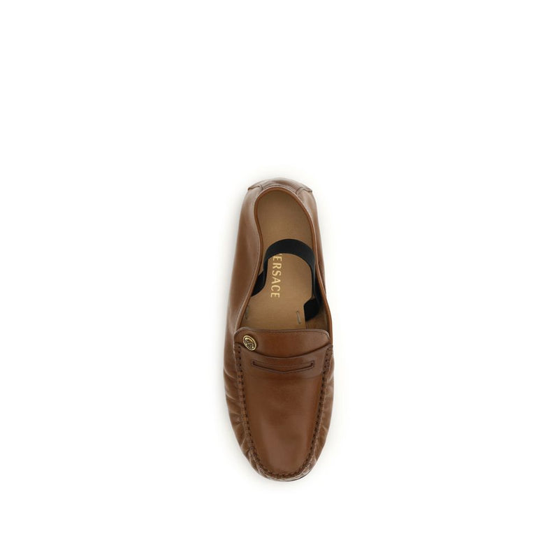 Versace Brown Lamb Ovis Aries Slip-On Loafers for Women