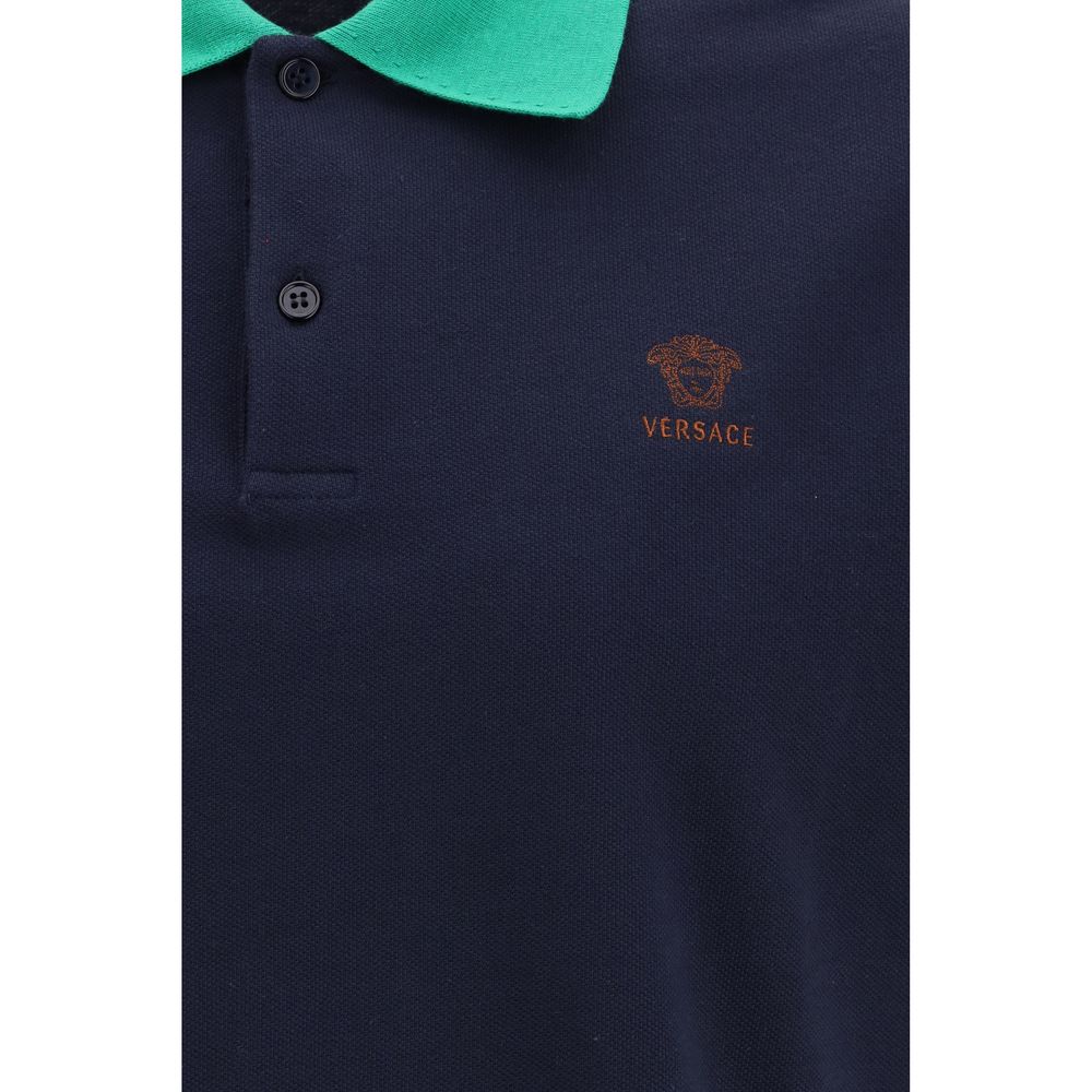 Polo Versace en coton bleu