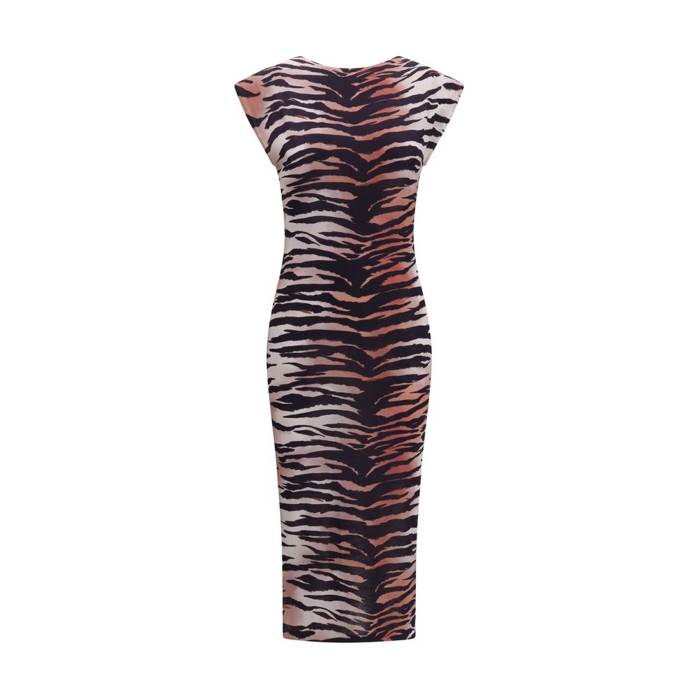 PINKO Multicolor Cotton Casual Dress with Tiger Print