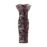 PINKO Multicolor Cotton Casual Dress with Tiger Print
