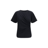 PINKO Mary Black Cotton T-Shirt with Gold Appliqué