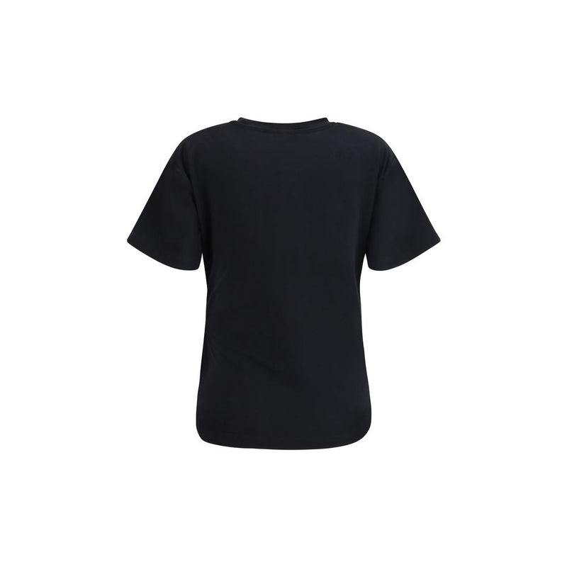 PINKO Mary Black Cotton T-Shirt with Gold Appliqué