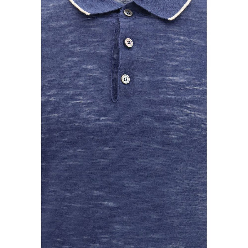 Brooksfield Blue Linen Polo Shirt for Men