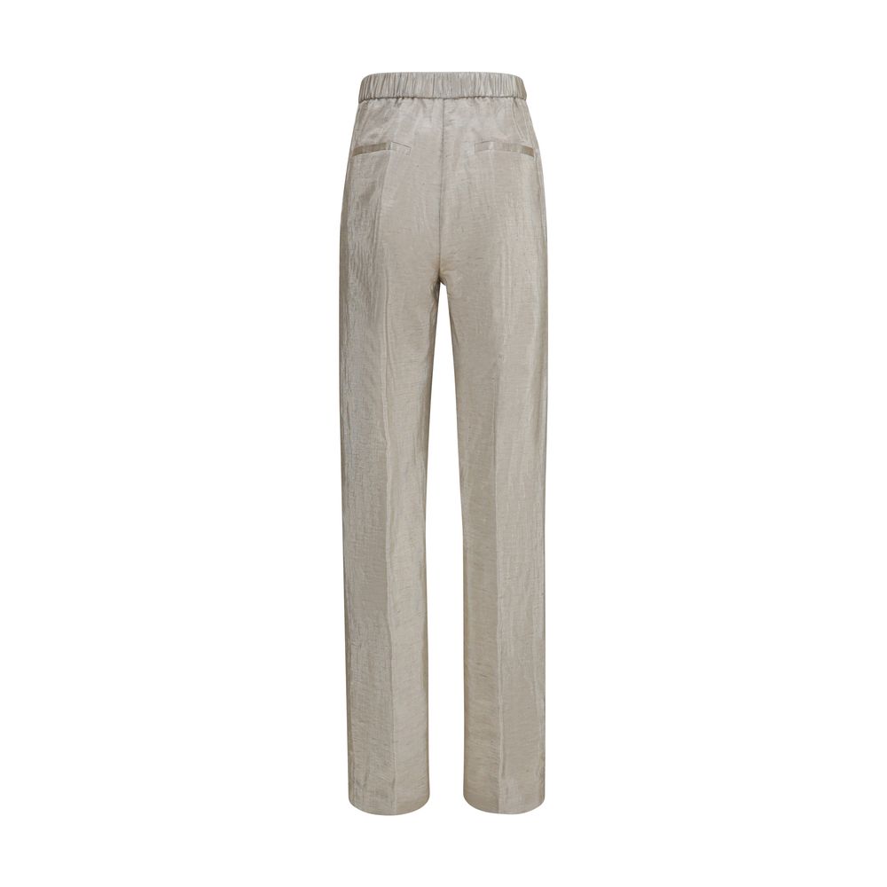 Forte_Forte Silver Lurex Tweed Casual Pants for Women